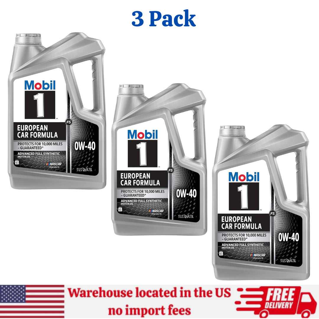 Mobil 1 European Car Formula Full Synthetic Motor Oil 0W-40, 5 Quart, Pack of 3