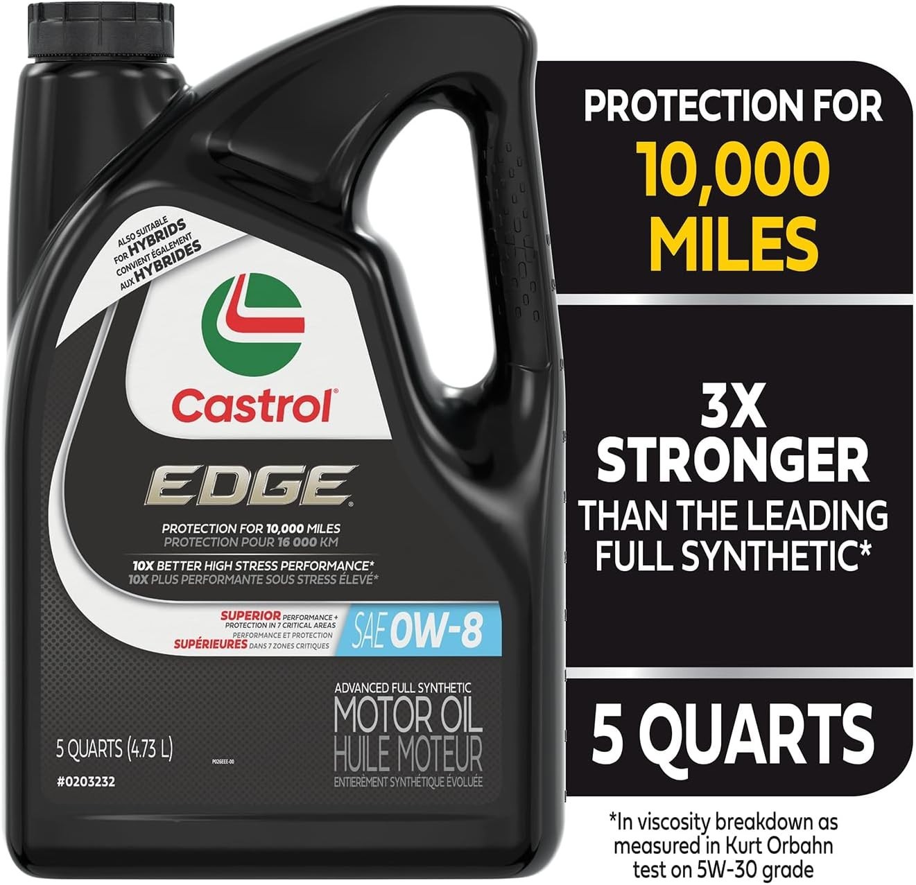 Edge Advanced Full Synthetic 0W-8 Motor Oil, 5 Quarts