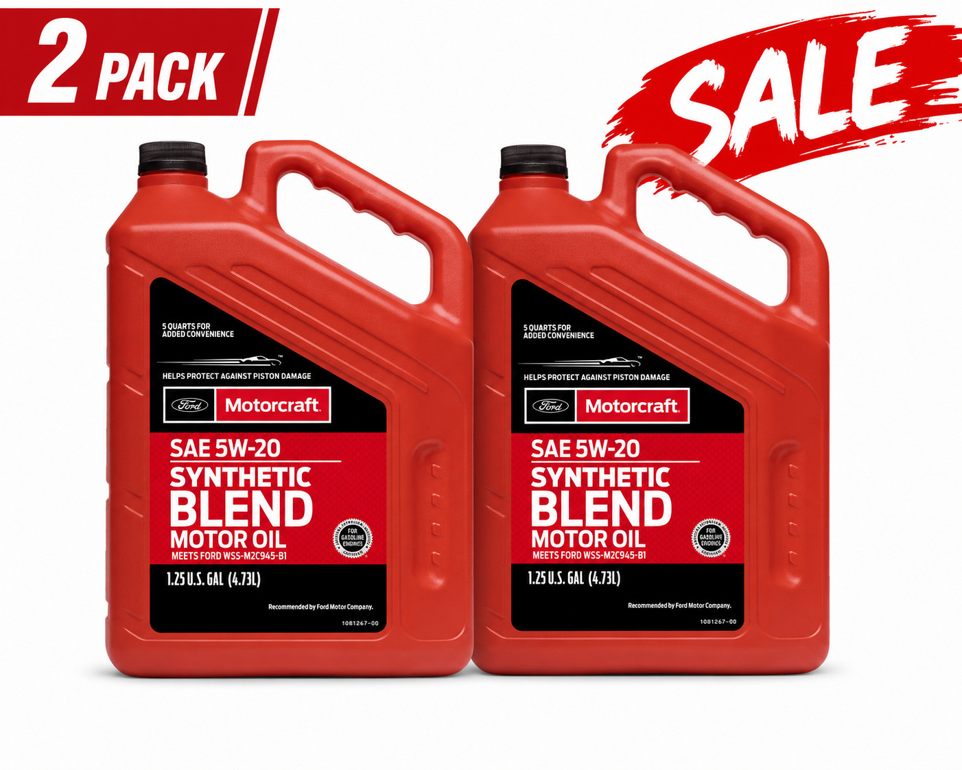 2 PACK- MOTORCRAFT XO5W205Q3SP Premium Synthetic Blend; SAE 5W-20; 5 Quart-SALE
