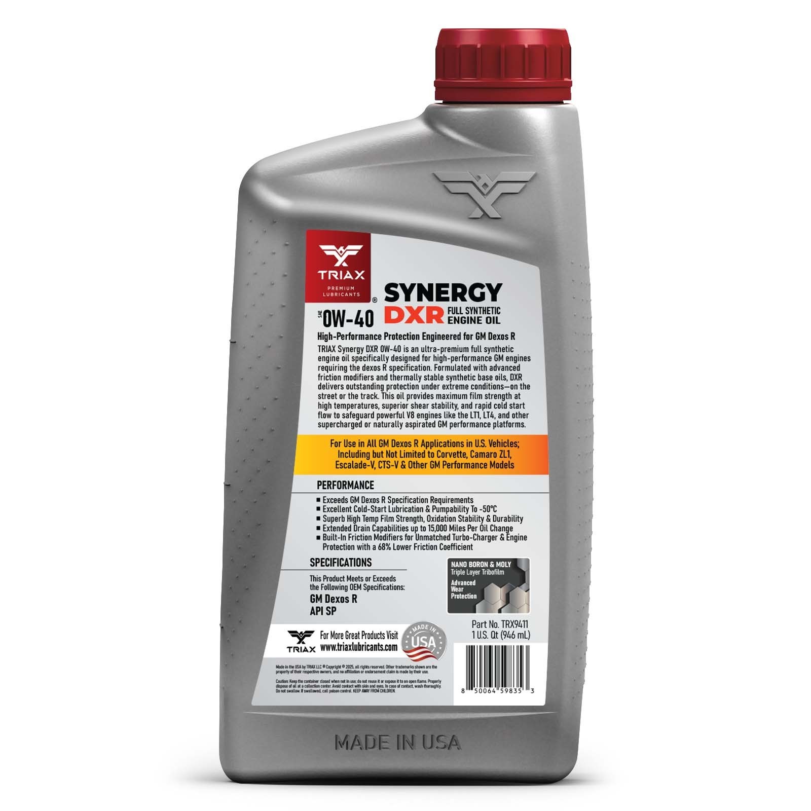 TRIAX Synergy DXR 0W-40 SP Full Synthetic Engine Oil (1 Quart) 6 Pack