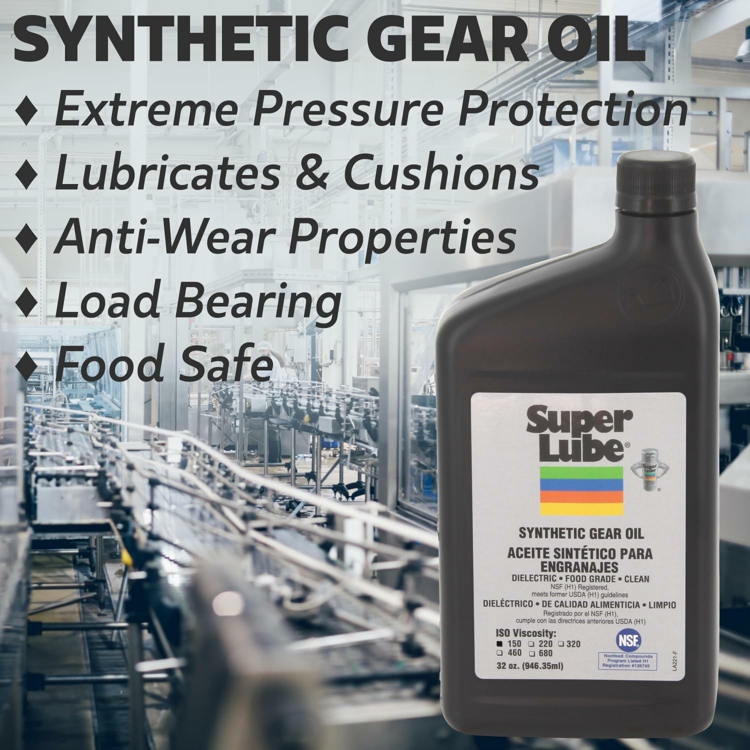 HeavyDuty Synthetic Gear Oil for Trucks and Autos NSF H1 Food Grade, 1 qt