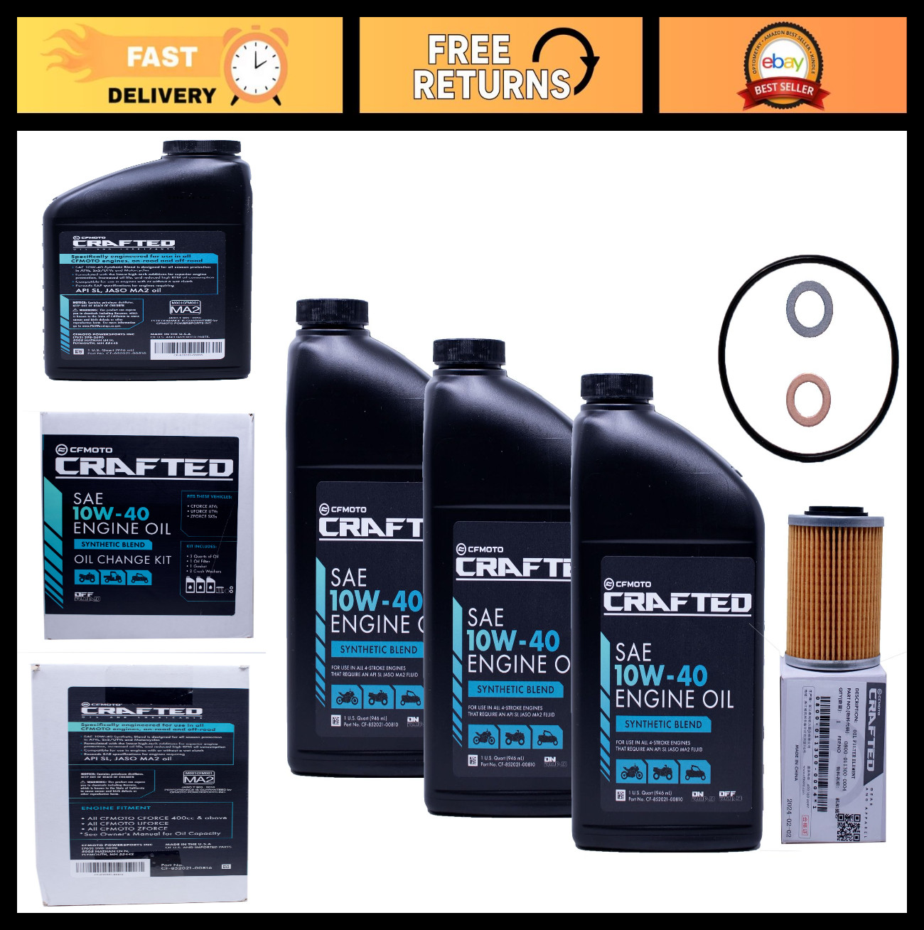 Semi Synthetic Oil Change Kit for CFMoto Off-Road Vehicles 400cc+ – All Models