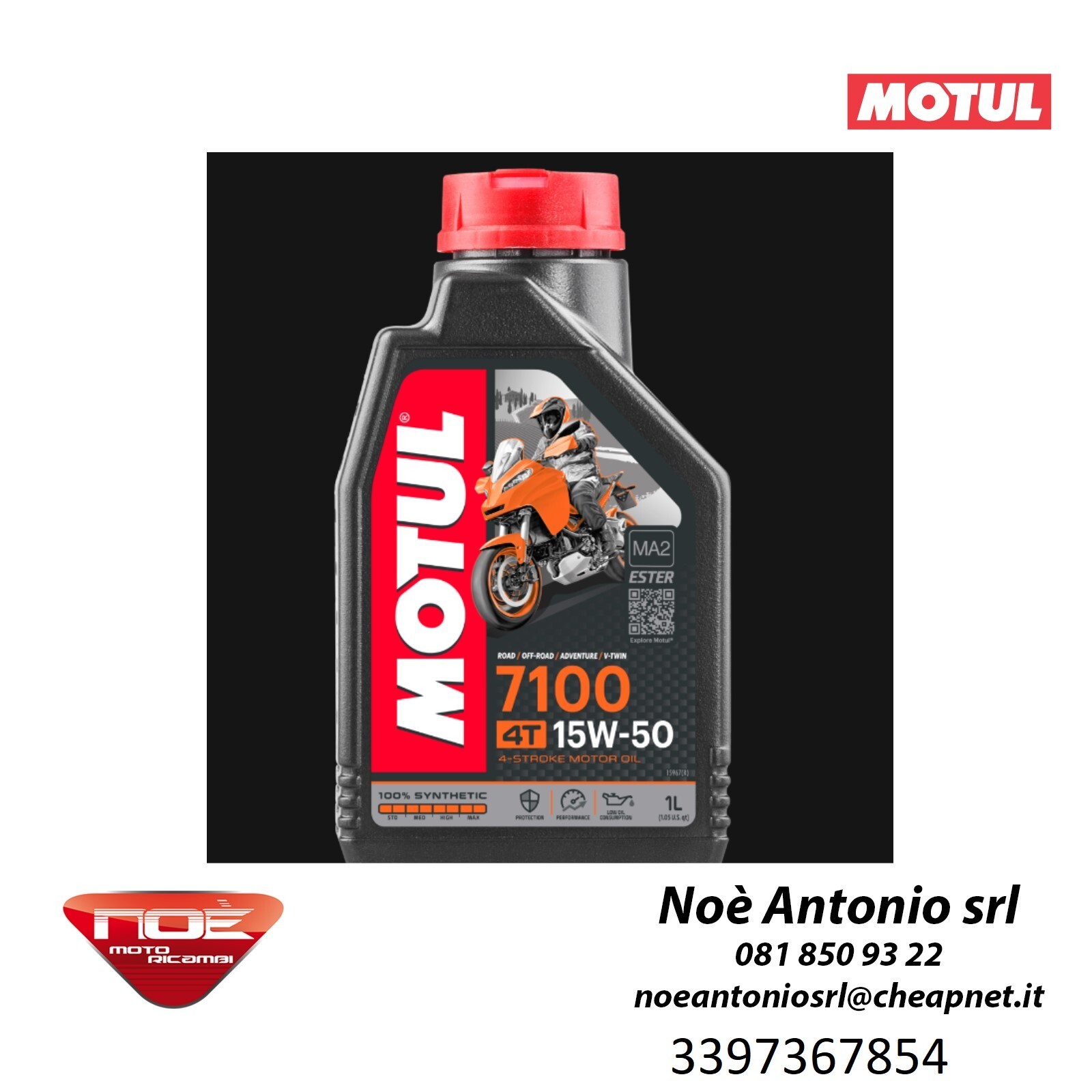 MOTUL 7100 4T 15W50 1LT 100% SYNTHETIC ENGINE OIL jaso ma2 COD.13338