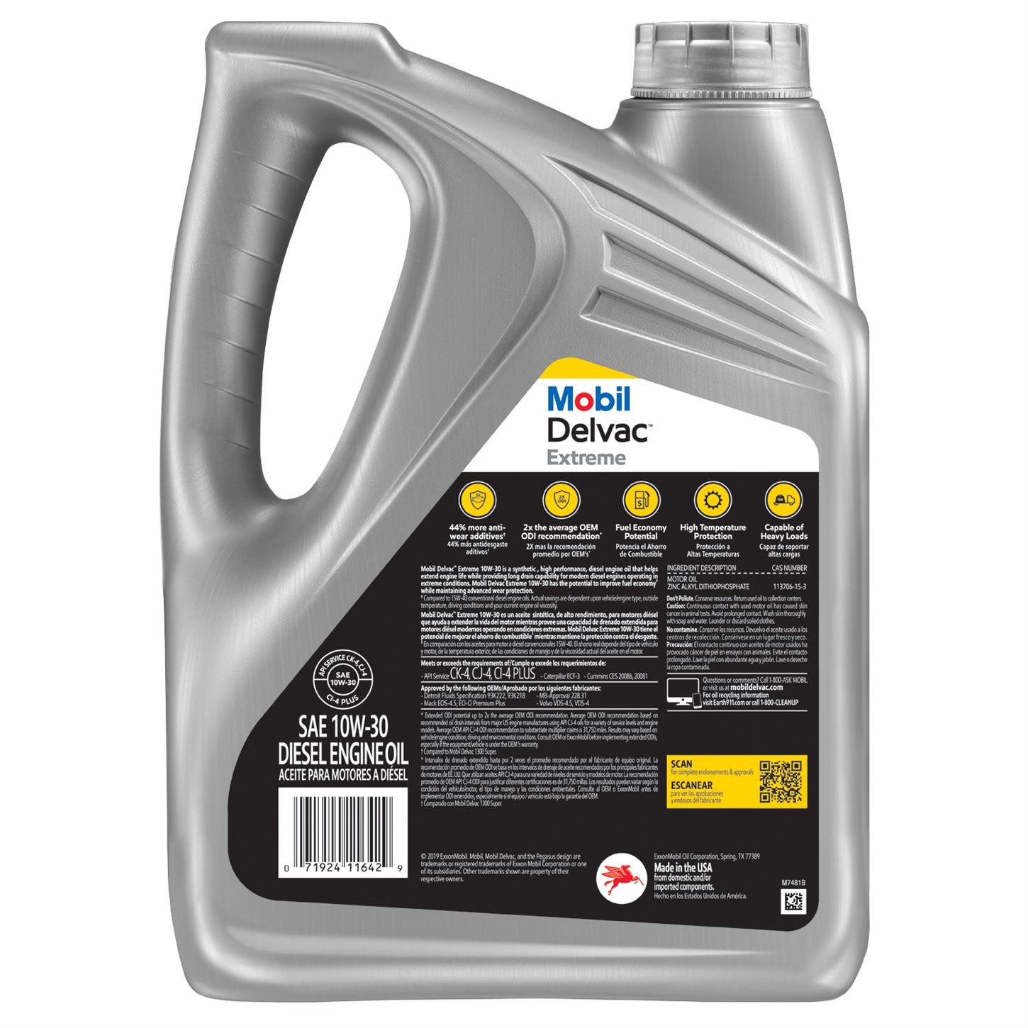 Mobil Delvac Extreme 122454 Diesel Engine Oil, 10W-30, 4 Gallons