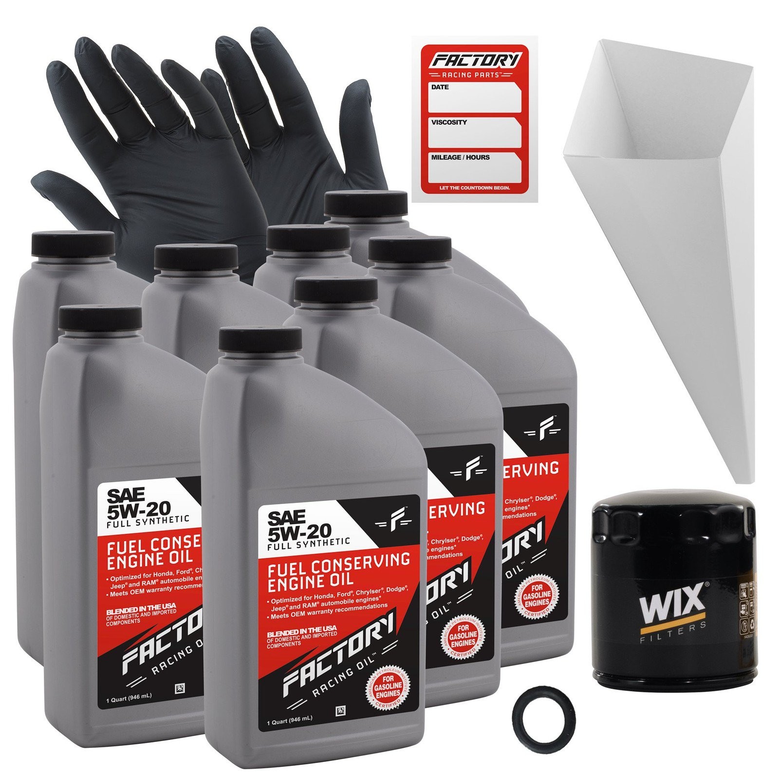 Factory Racing Parts 5W20 8Qt Oil Change Kit Fits Ford F-150, Mustang 5.0L