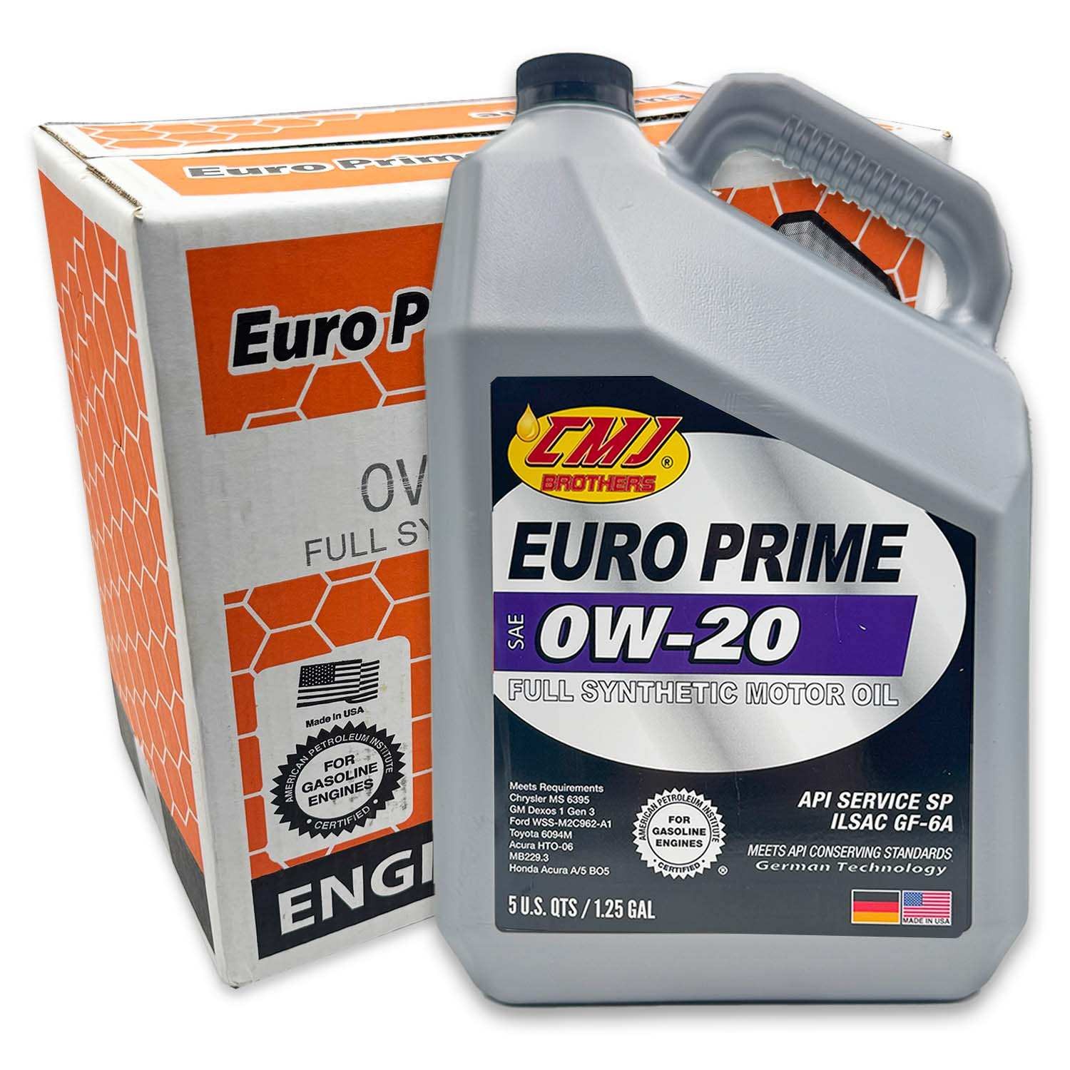 3 Pack 5 QT CMJ Brothers EURO PRIME 0W-20 Full Synthetic Engine Oil