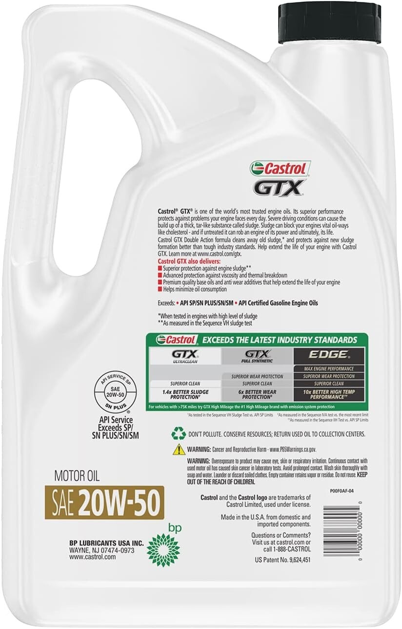 Premium High-Performance GTX 20W-50 Motor Oil – Maximum Protection – 5 Quarts