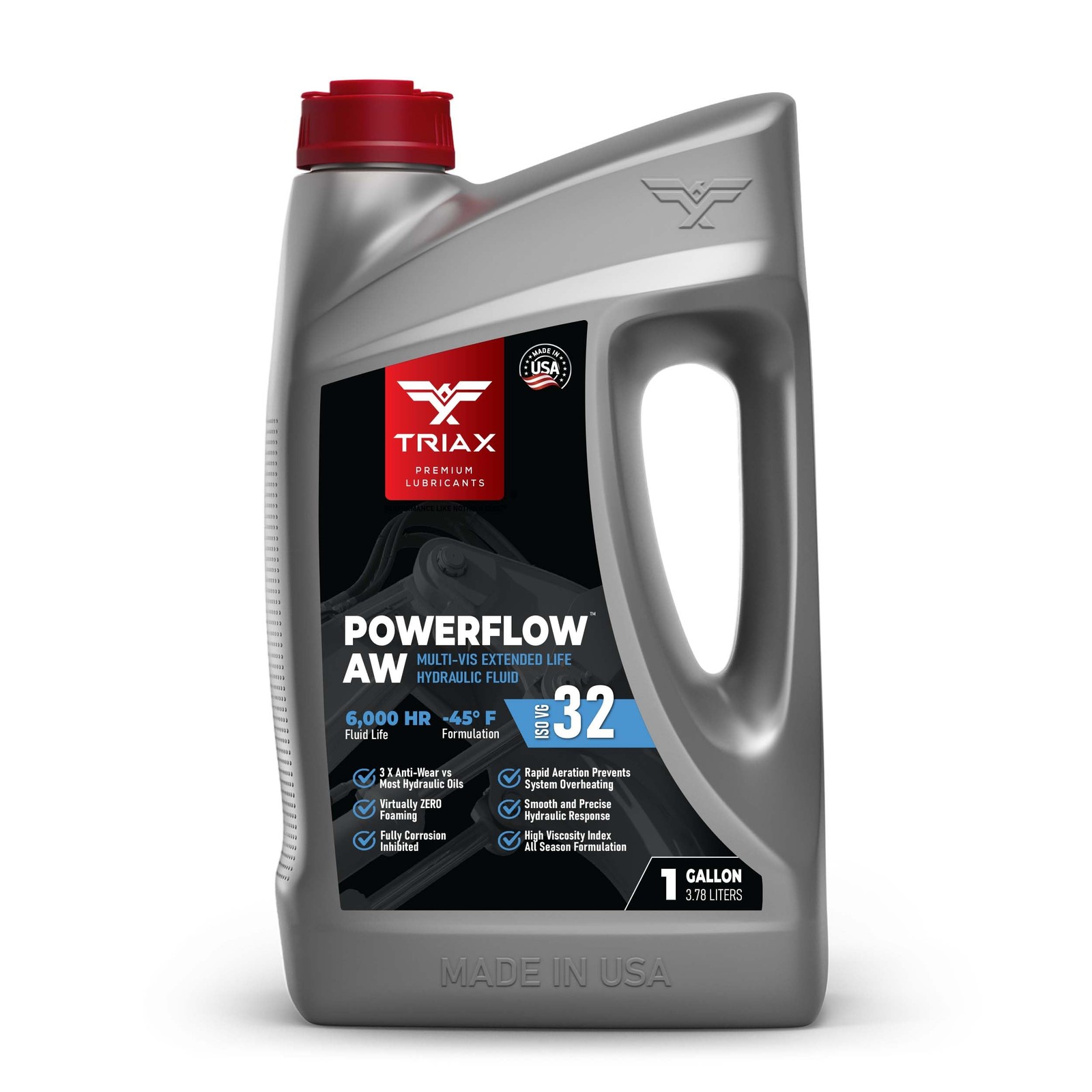 TRIAX Powerflow AW 32 Multi-Viscosity HLP Hydraulic Oil | 6,000 Hour 1 Gallon