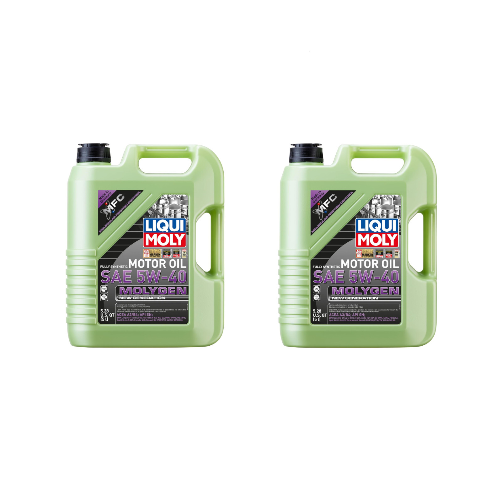 Pack of 2 LIQUI MOLY 20232 Molygen New Generation 5W-40; 5 Liter