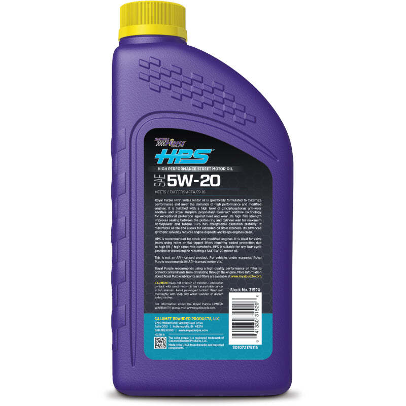 Royal Purple HPS Synthetic High Performance Street 5W-20 Motor Oil – 1 Quart
