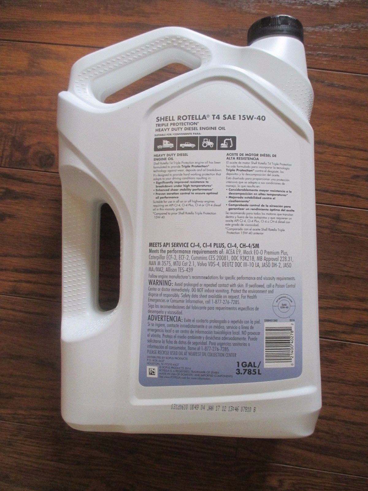 ROTELLA T4 15W40 HEAVY DUTY MOTOR OIL (3) 1 GALLON CONTAINERS FREE SHIPPING!