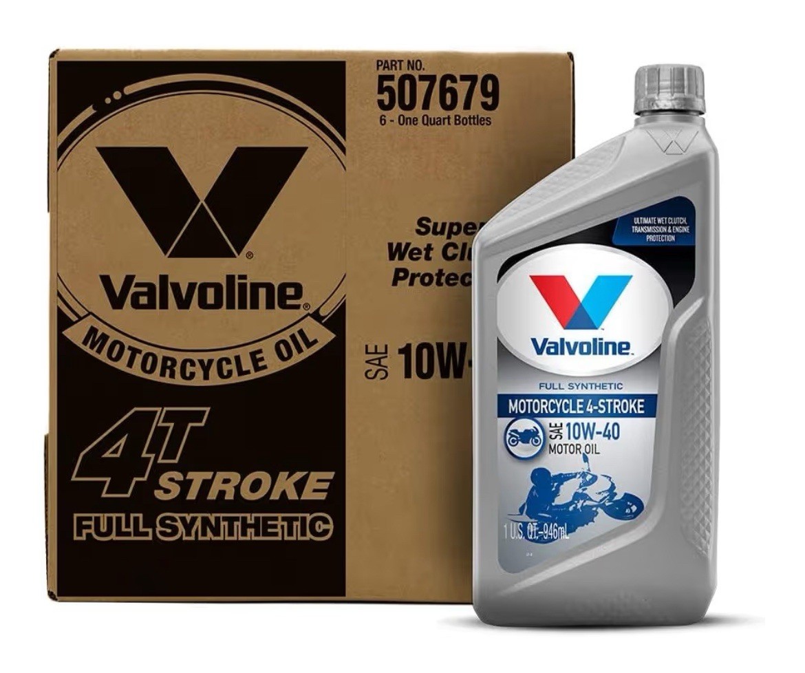 Valvoline 4-Stroke Motorcycle Full Synthetic SAE 10W-40 Motor Oil 1 QT, 6 Pack