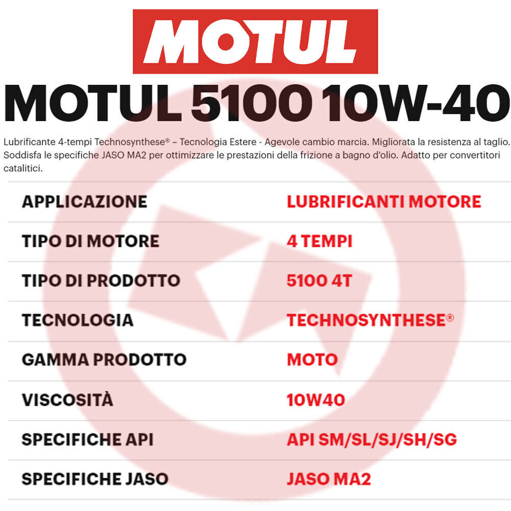 Set 4L Motul 5100 10W40 + Oil Filter Arctic Cat 4X4 Automatic 500 2000-2007