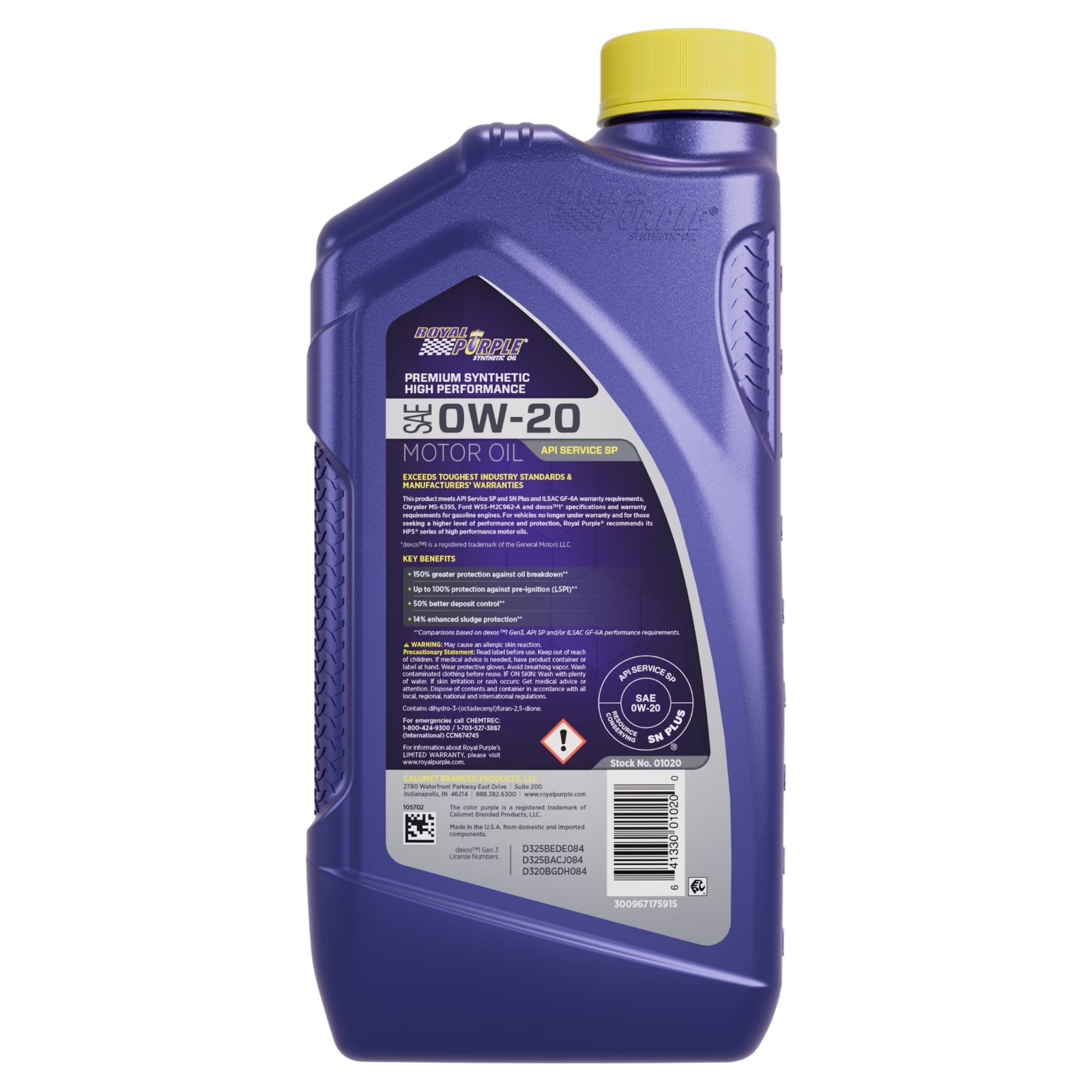 Royal Purple High Performance Motor Oil 0W-20 Premium Synthetic Motor Oil, 1 Qua