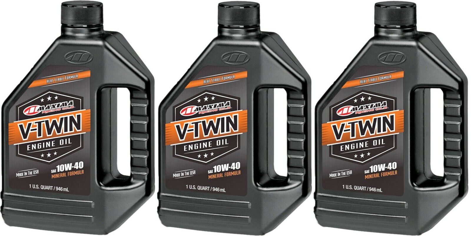 3 Pack of MAXIMA 10W-40 Harley-Davidson V-Twin Mineral 4T 4-Stroke Engine Oil