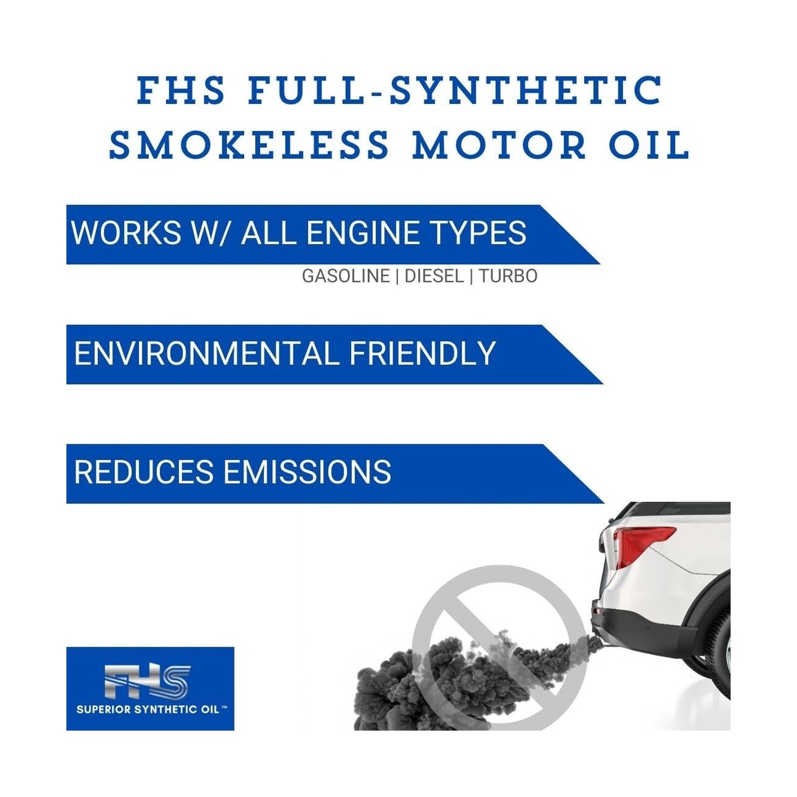 FHS Full-Synthetic Smokeless Motor Oil (10W-30) (1 Gallon Bottle) – High-Perf…