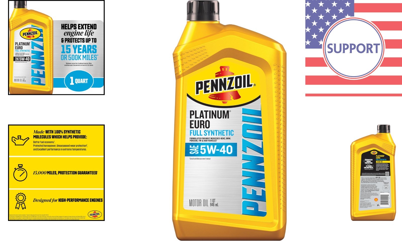 5W-40 Platinum Euro Full Synthetic Motor Oil – 1 Quart for Ultimate Protection