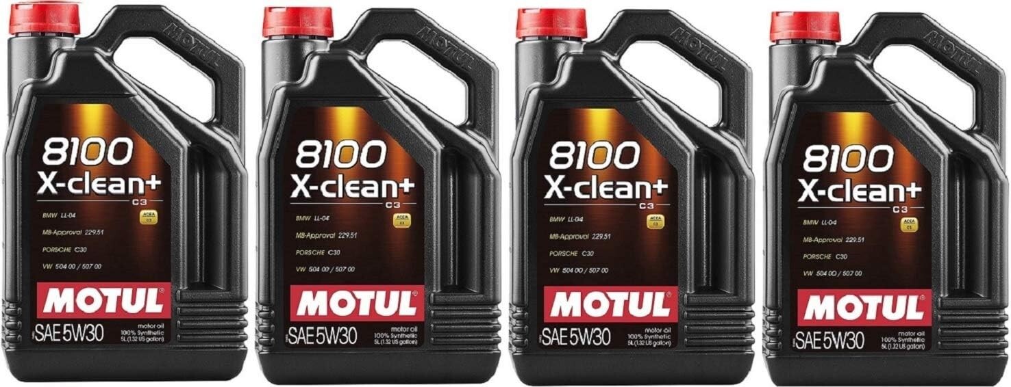 Motul 8100 X-Clean+ 5W30 Synthetic Engine Oil 5 Liter 106377 (4 PACK)