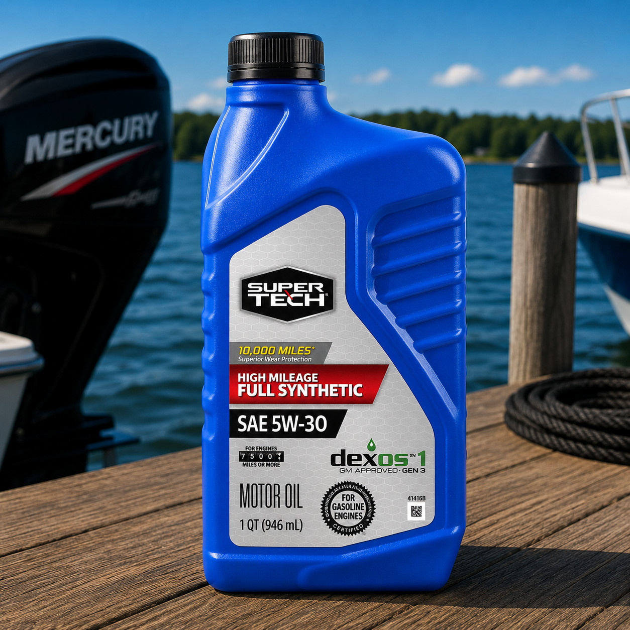 Super Tech High Mileage Full Synthetic SAE 5W-30 Motor Oil, 1 Quart