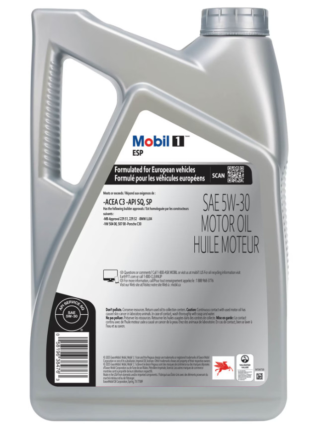Mobil 1 ESP Standard Full Synthetic Engine Oil 5W-30 5 Quart