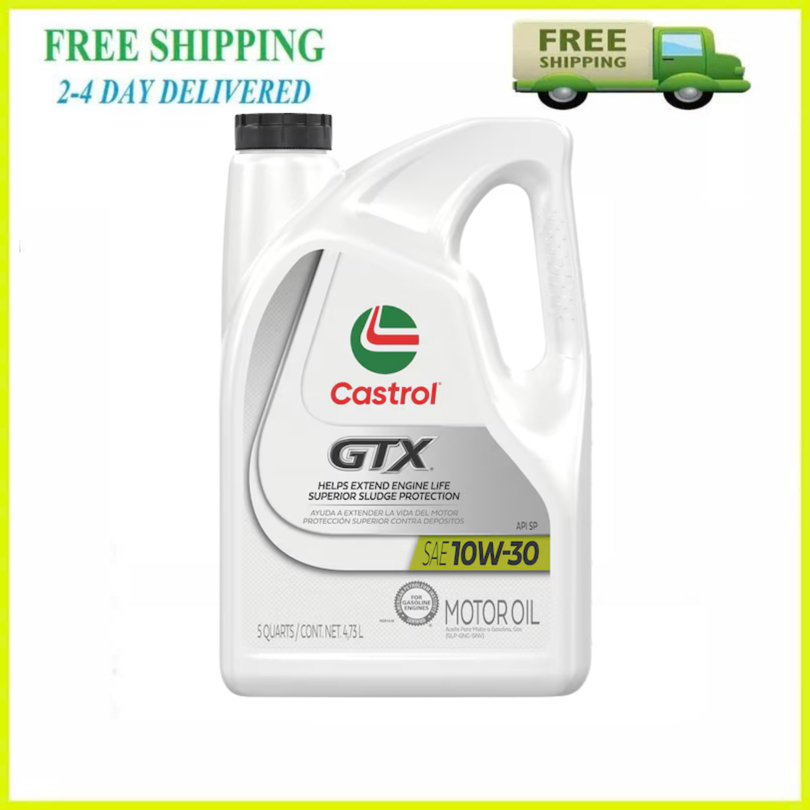 Castrol GTX 10W-30 Conventional Motor Oil 5 Quarts Sludge Protection – New