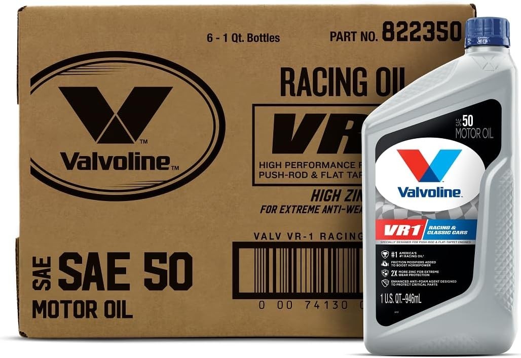Valvoline VR-1 Racing 50 Motor Oil, Case of 6 – 1 Quart Bottles | 822350
