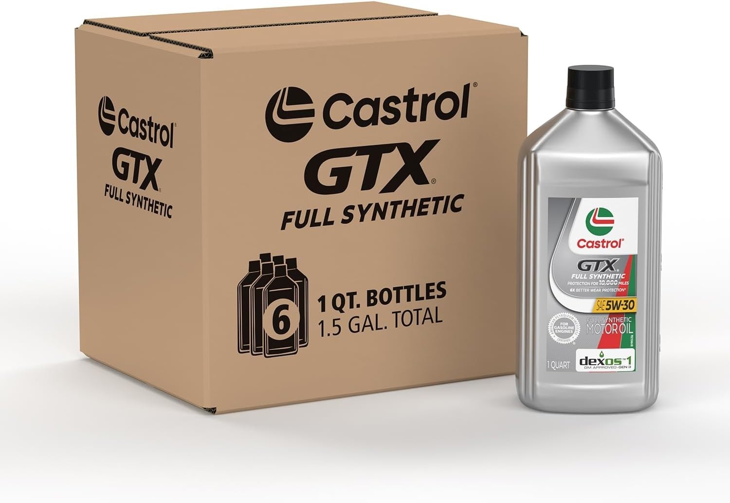 Castrol GTX Dexos Full Synthetic 5W-30 Motor Oil Case of 6-1 Qt Bottles | 15E6E