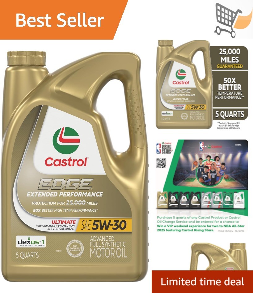 Full Synthetic Motor Oil 5W-30 5 Quart Jug High-Performance Vehicle Protection