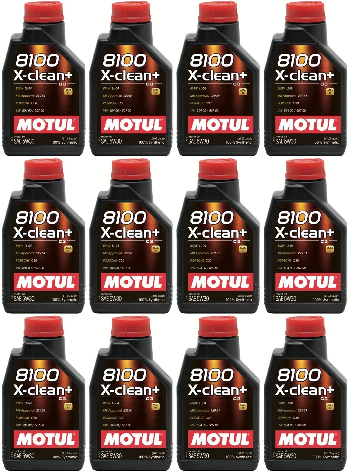 Motul Engine Lubricant Synthetic 4 Stroke 8100 X-clean+5W30 Pack of 12 1 Liters