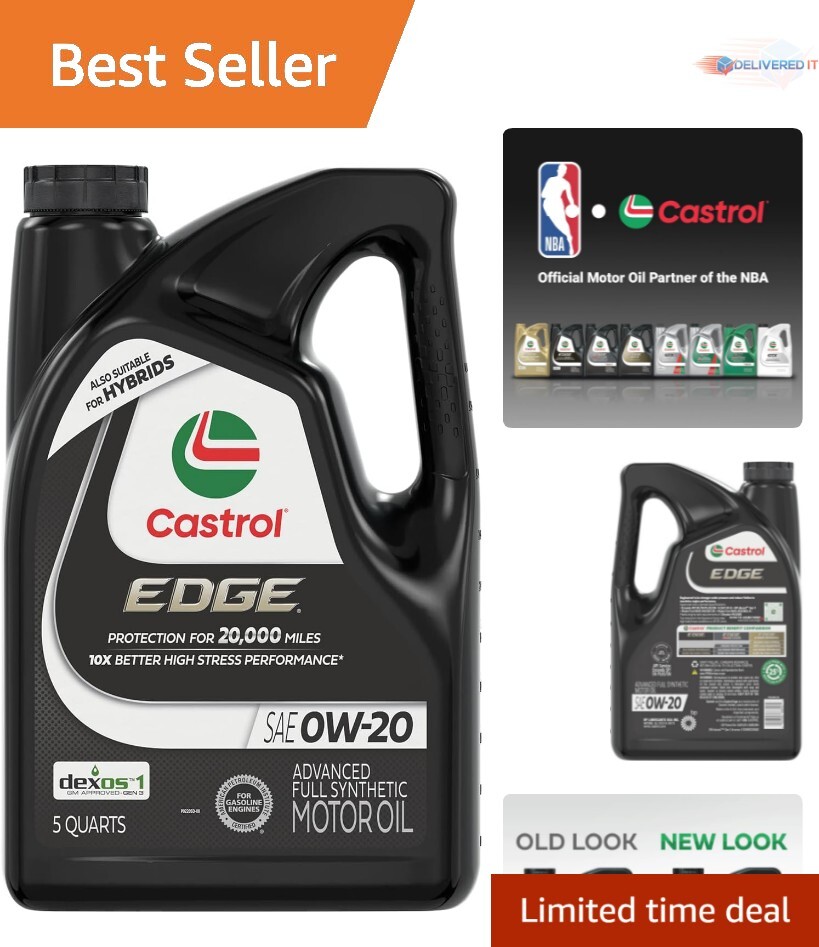EDGE 0W-20 Full Synthetic Motor Oil – 5 Quarts of Advanced Engine Protection