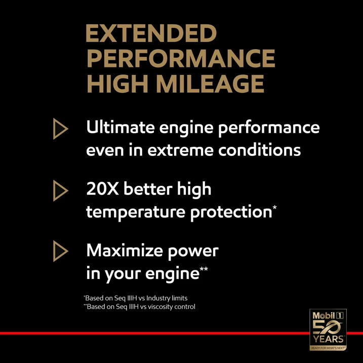 Mobil 1 Extended Performance High Mileage Full Synthetic Motor Oil 0W-20, 5Quart