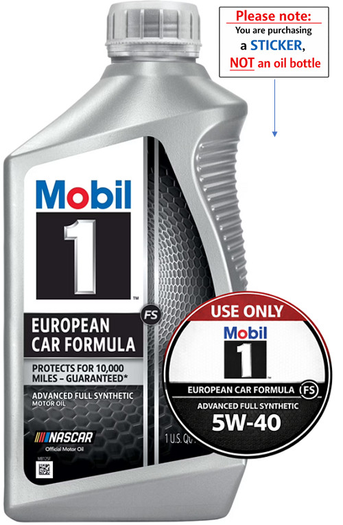 Mobil 1 FS European Car Formula 5W-40 – Engine Bay ID Labels (Set of 2)