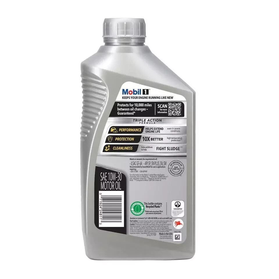 6 PACK – Mobil 1 Advanced Full Synthetic Motor Oil 10W-30, 1 Quart (Total 6 Qt)
