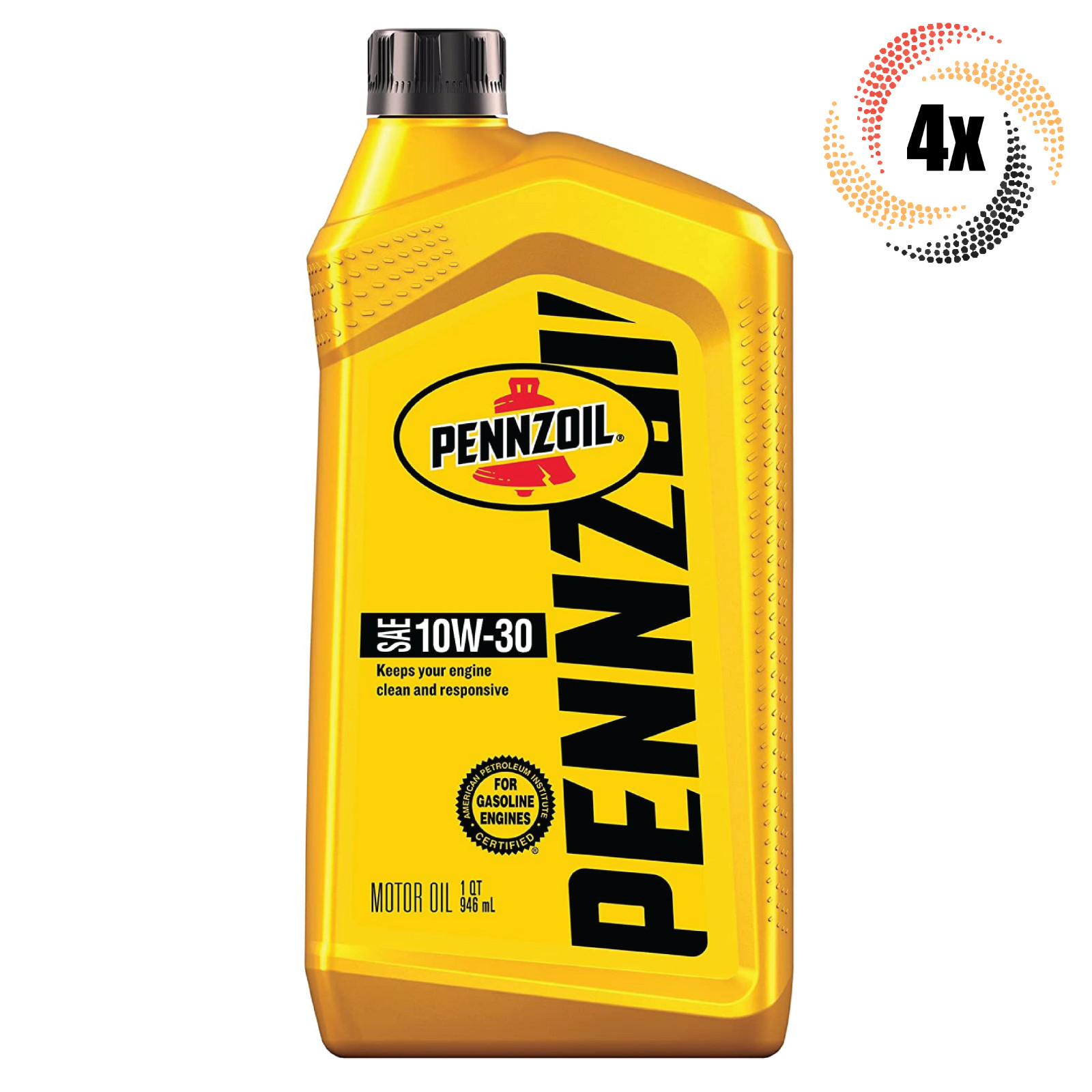 4x Bottles Pennzoil SAE 10W-30 Motor Oil | 1QT | Cleans Engine | Fast Shipping