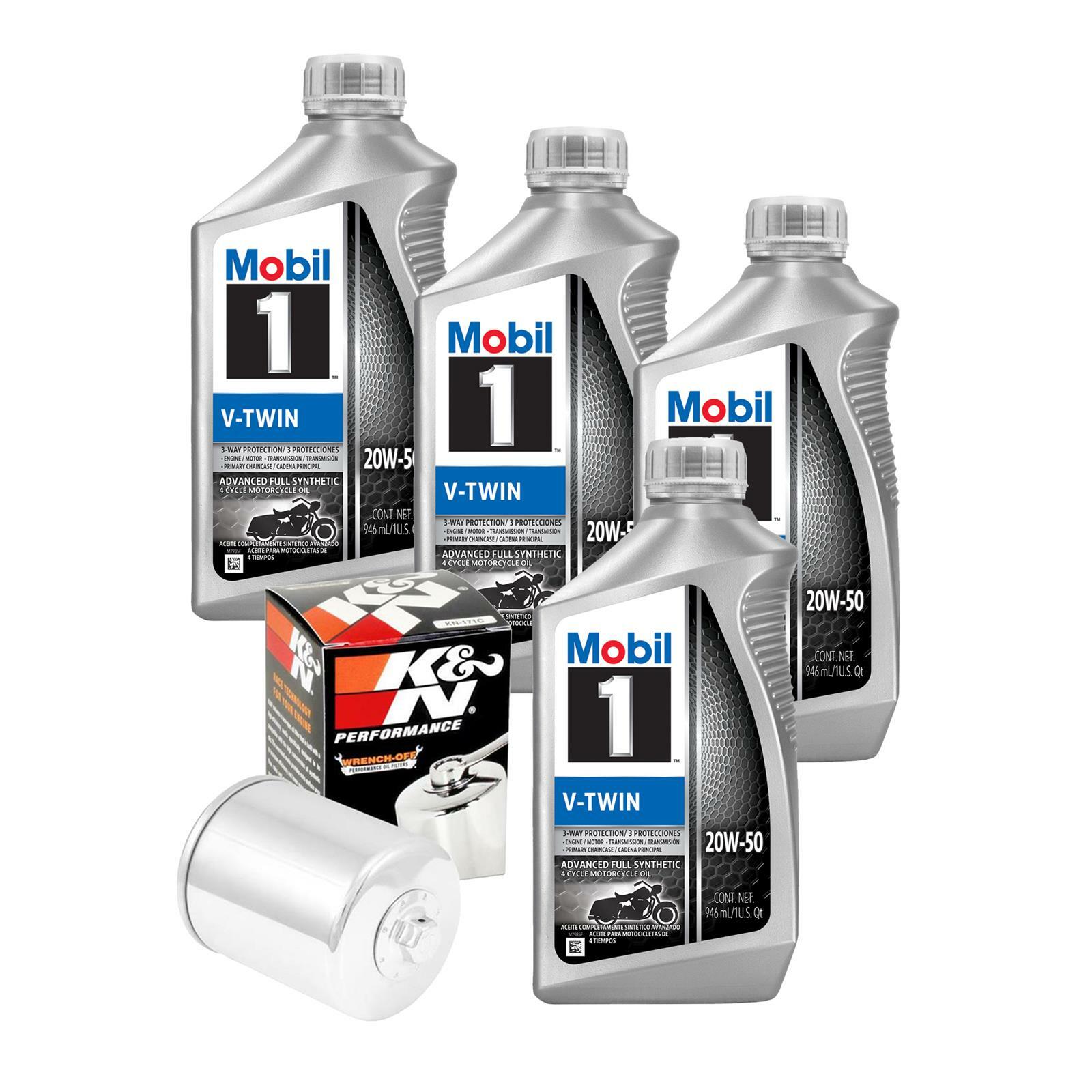 Harley Davidson 103-96 CI Oil Change Kit – Mobil 1 20W50, 4 Quart