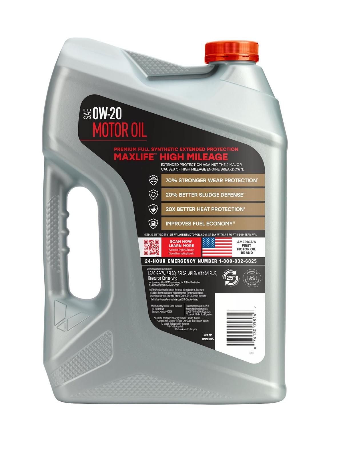 MaxLife Extended Protection High Mileage 0W20 Full Synthetic Motor Oil 5 Quart