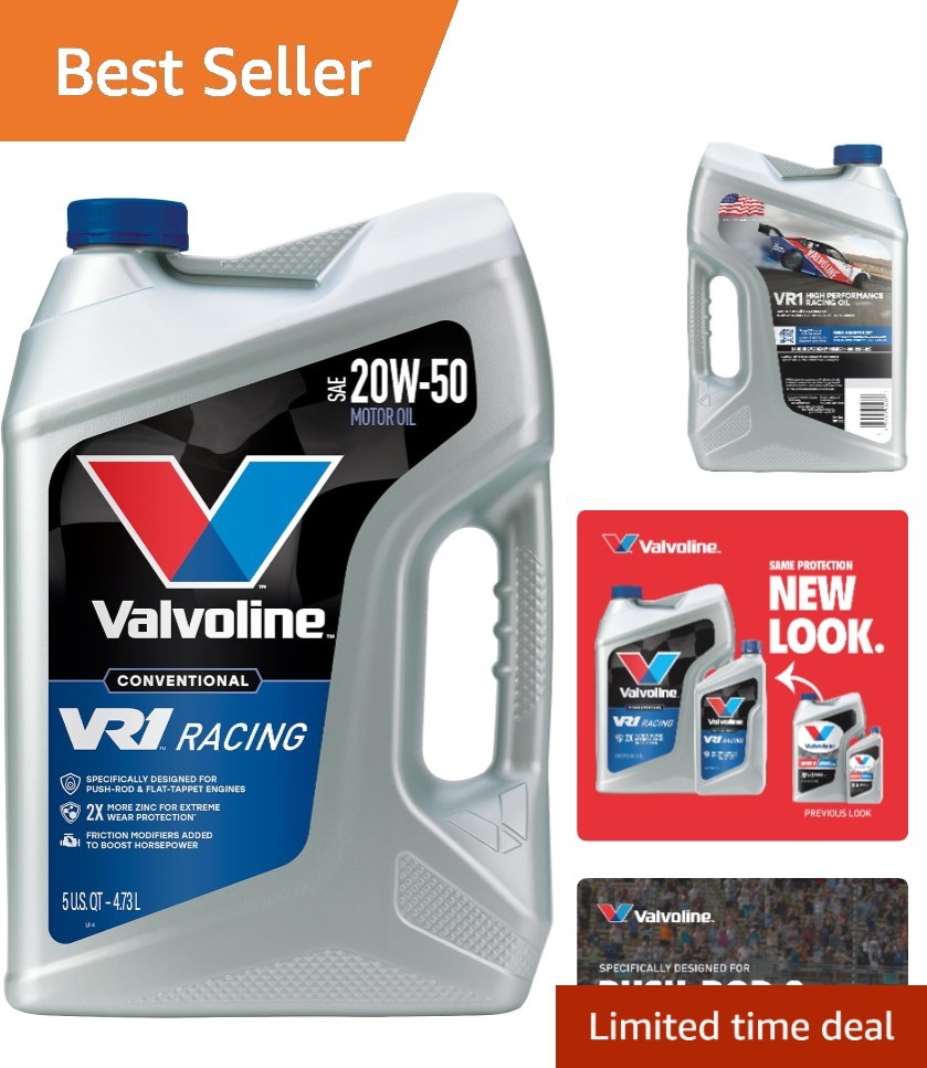 5 QT VR1 Conventional Racing Oil 20W-50 – Best for Classic & Modern Engines