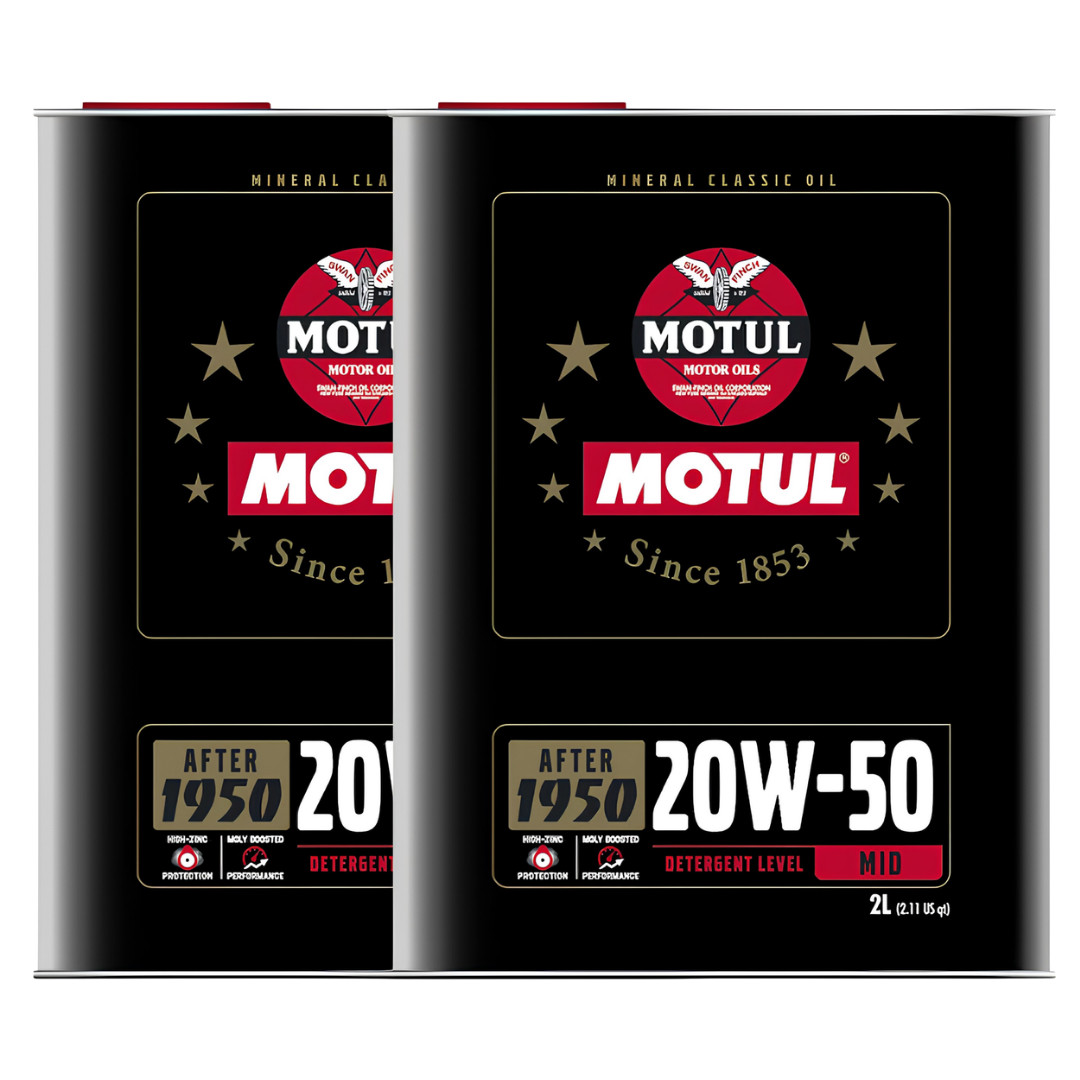 Motul Classic Performance 20W-50 High-Zinc Mineral Engine Oil 2L Pack of 2