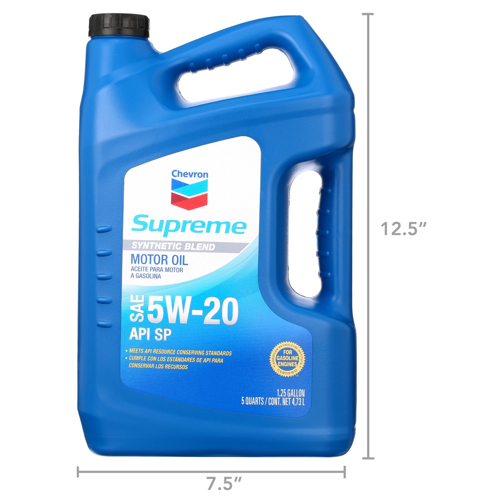 Chevron Supreme Synthetic Blend Motor Oil 5W-20, 5 Quart – 3 Pack