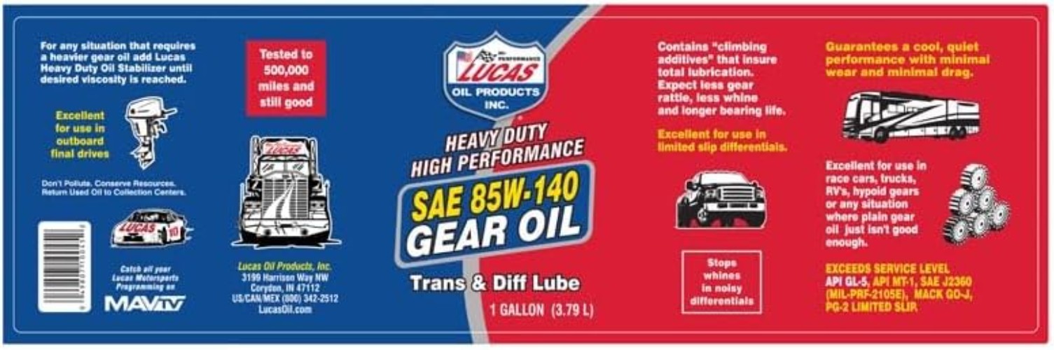 10045 Heavy Duty SAE 85W-140 Gear Oil – 1 Gallon