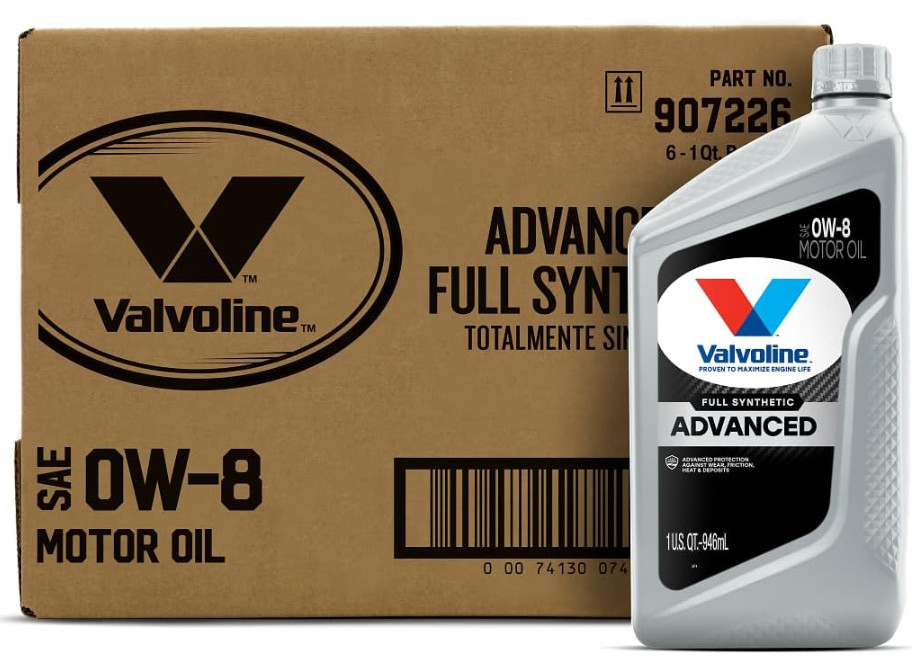 Advanced Protection 0W-8 Full Synthetic Motor Oil 1 Quart, Pack of 6