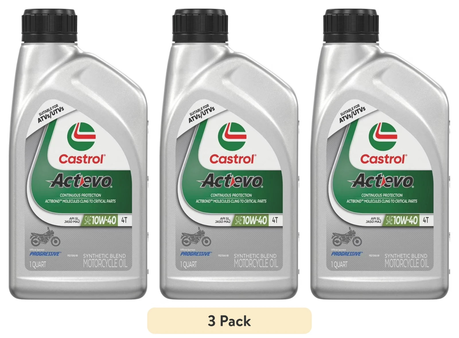 (3 pack) Castrol Actevo 4T 10W-40 Part Synthetic Motorcycle Oil, 1 Quart –