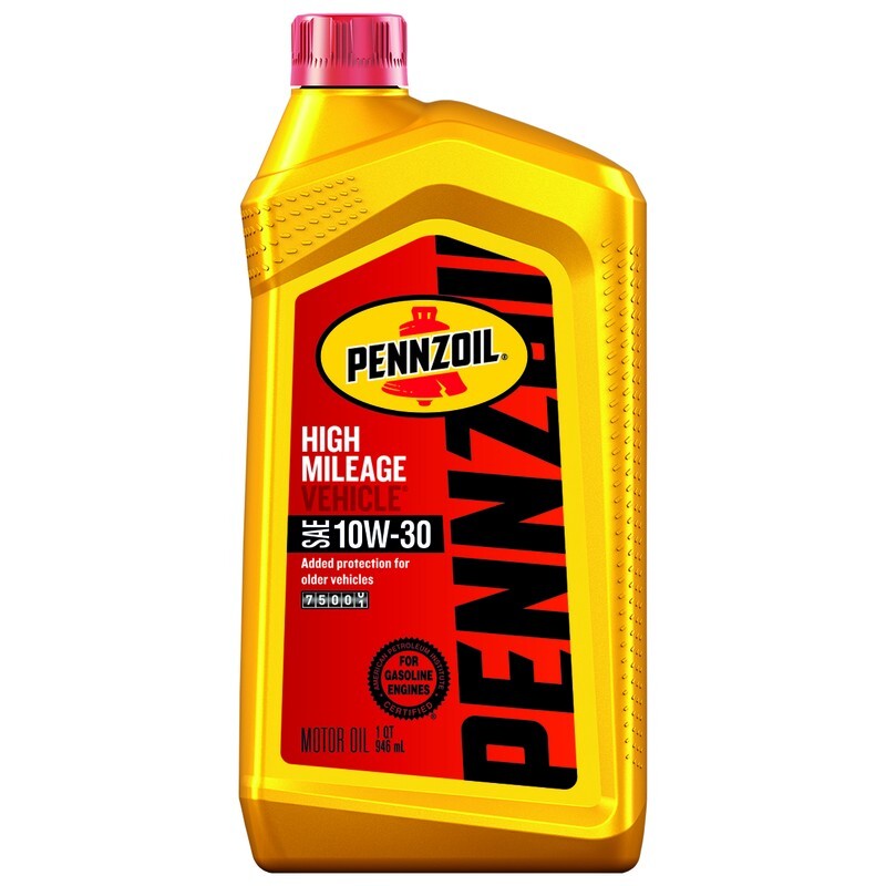 Pennzoil High Mileage Vehicle SAE 10W-30 Motor Oil For Gasoline Engines 1 Qt