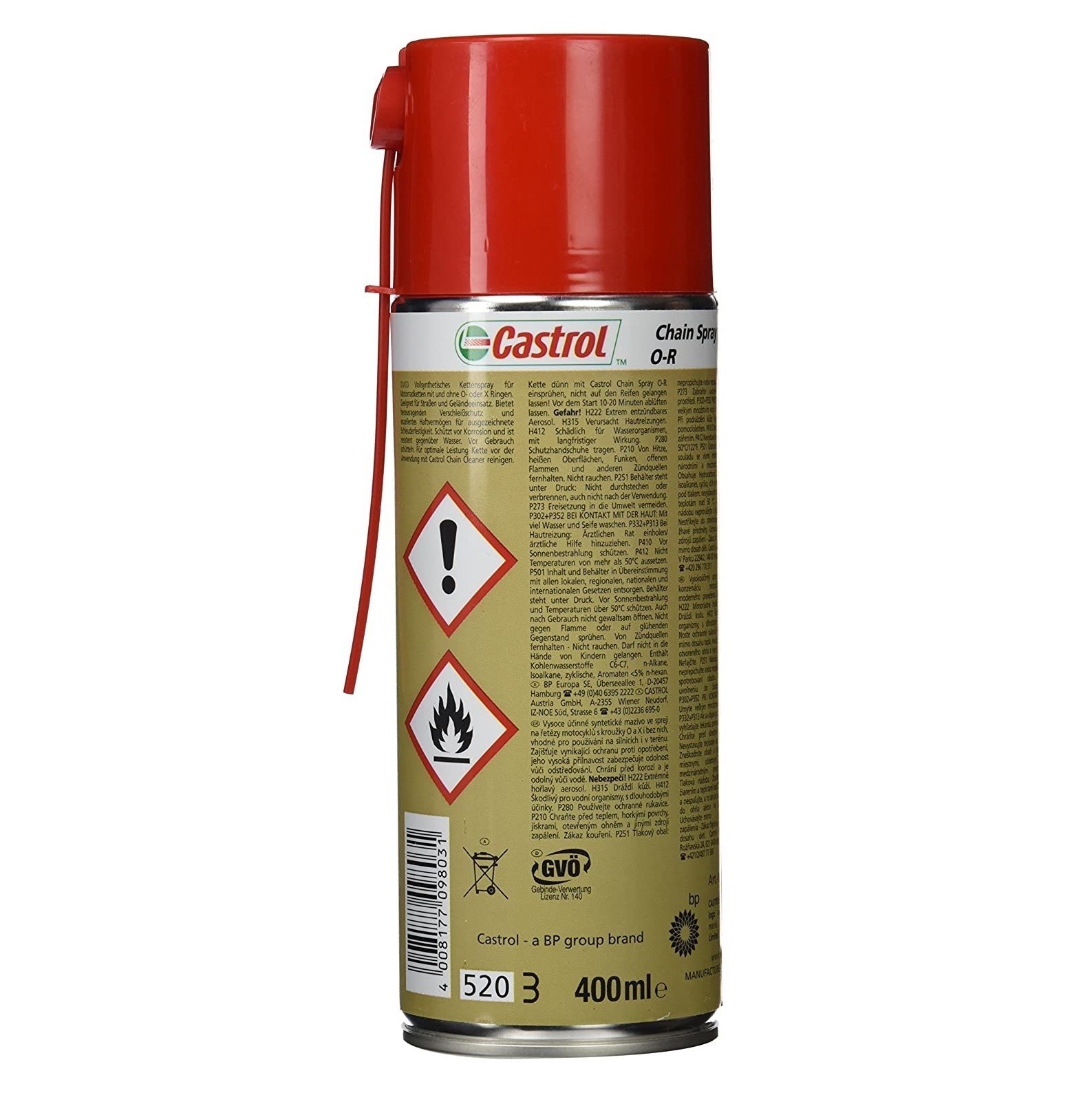 Castrol Motorcycle Chain Synthetic Quick Spray Lubricant O-ring/x-ring Spray o-r