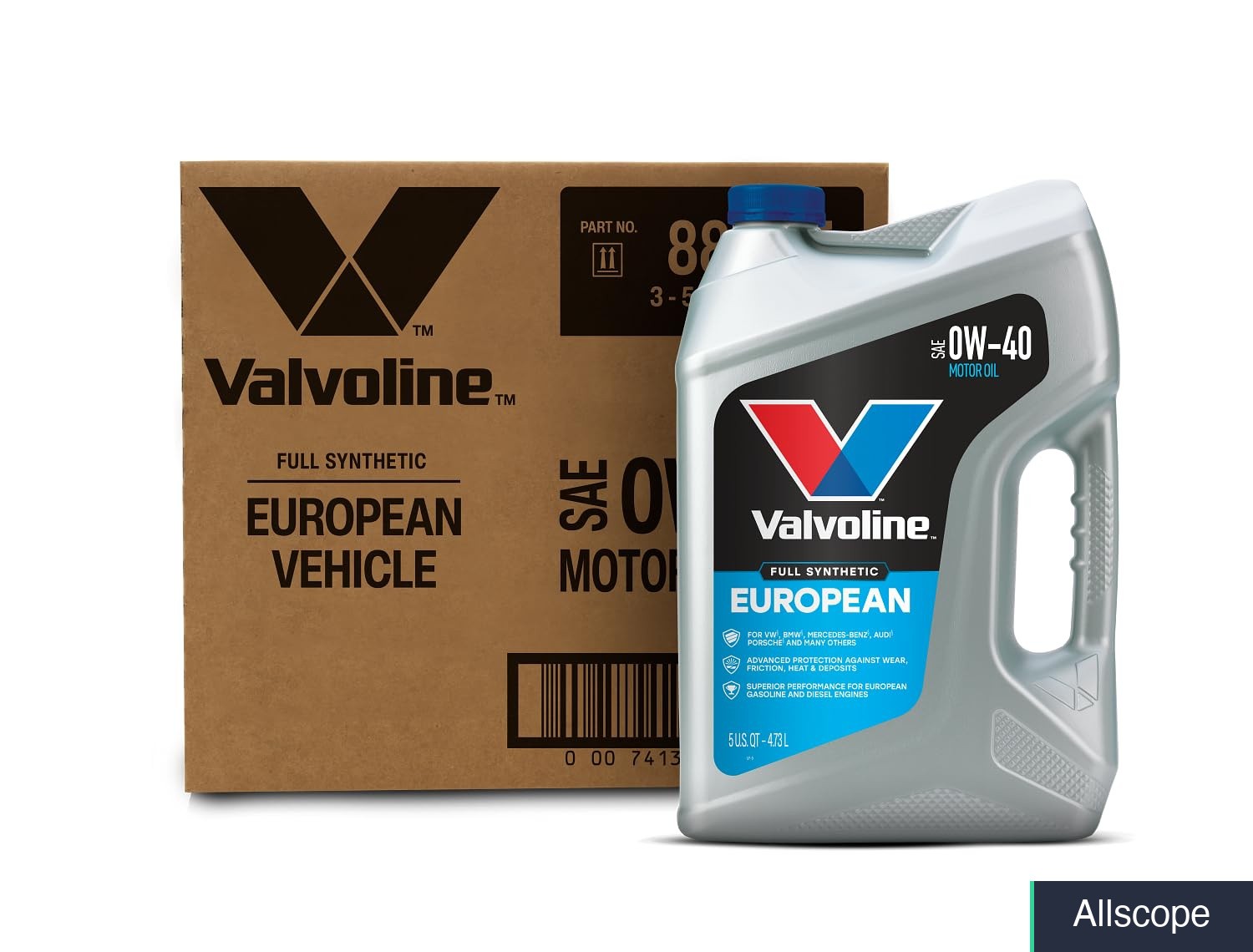 Valvoline European Vehicle Full Synthetic SAE 0W-40 Motor Oil 5 QT, Case of 3