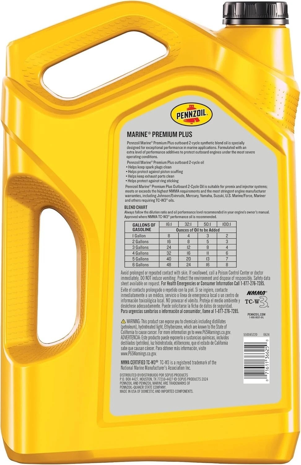 Marine 2-Cycle Synthetic Blend Oil 1 Gallon Jug 3 Pack – Plus NMMA TC-W3