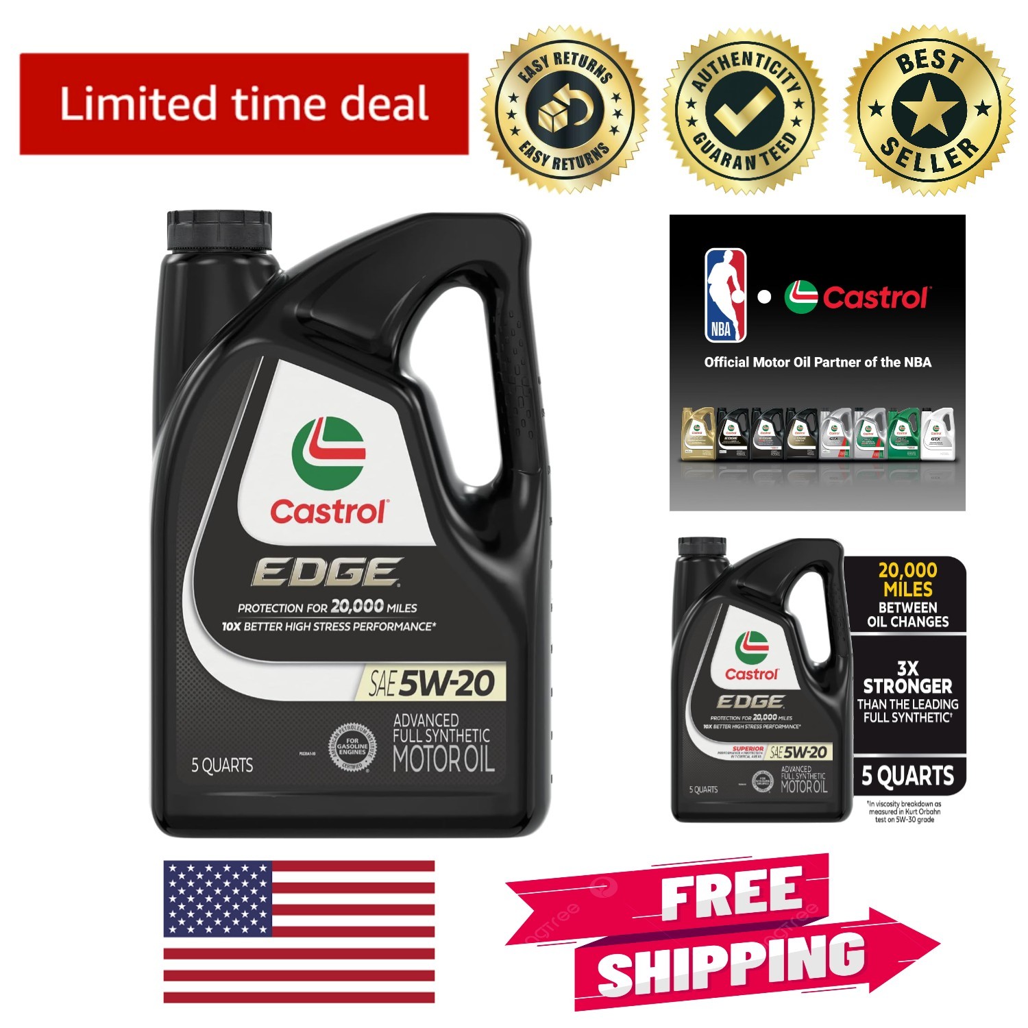 5 Quarts EDGE 5W-20 Advanced Full Synthetic Oil: Ultimate Engine Performance