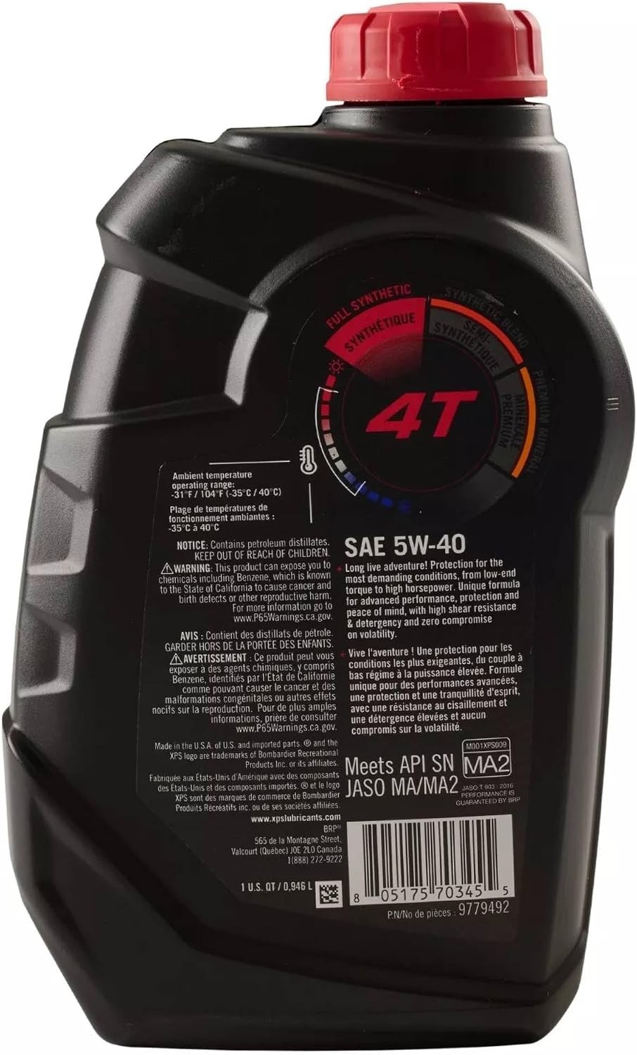BRP XPS 4T 5W-40 Synthetic Oil – 32 Fl Oz for Robust Engine Protection