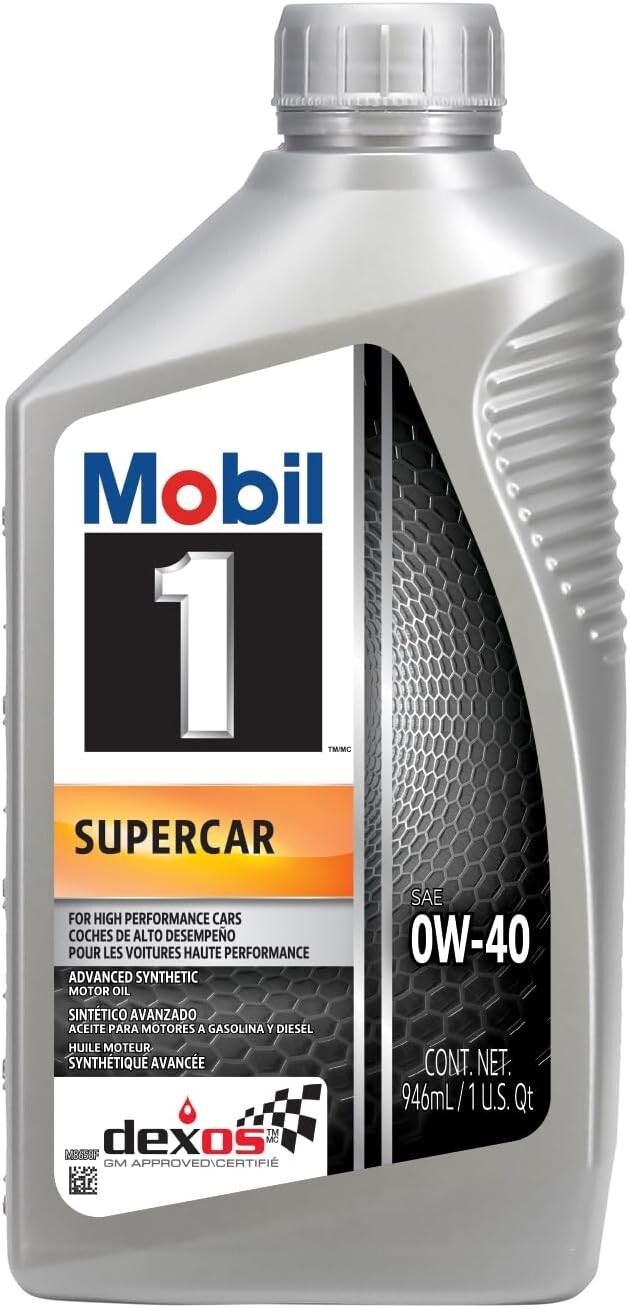 Supercar Advanced Full Synthetic Motor Oil 0W-40 6-pack of 1 Quarts Reduce Oil