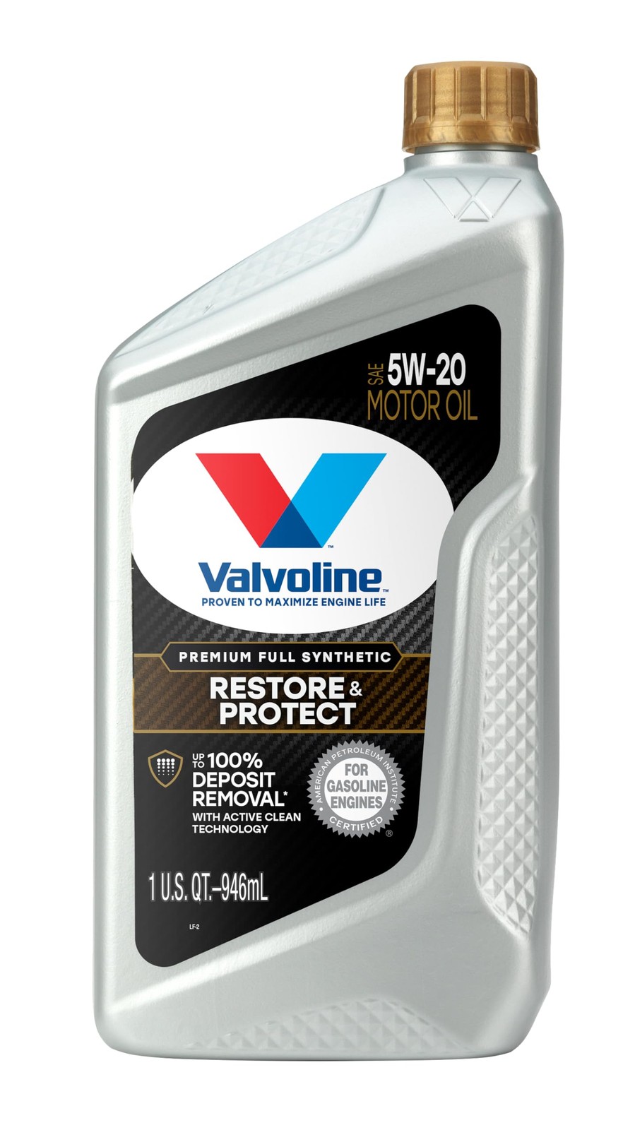 Valvoline Restore & Protect Full Synthetic 5W-20 Motor Oil 1 Quart 1 QT, Gold